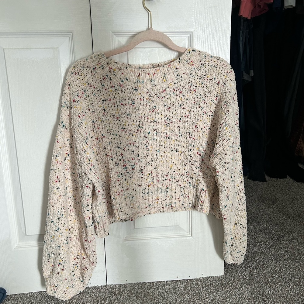 Cropped confetti sweater